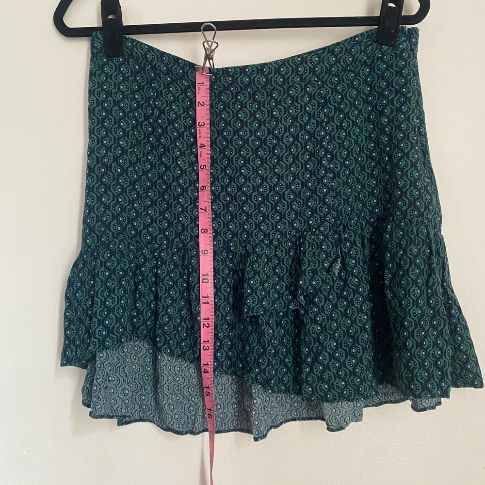 Green Patterned Asymmetrical Ruffle Mini Skirt - image 4